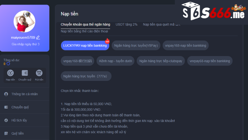 Nạp Tiền S666 - Khám Phá Phương Thức Nạp Tiền Nhà Cái S666 2 Hướng dẫn nạp tiền S666